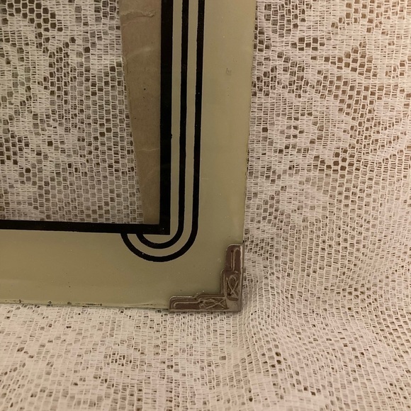 Art Deco Reverse Painted Glass Picture Frame Silver tone Art Deco design corners - Picture 3 of 7